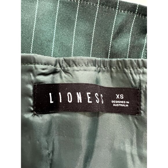 Lioness Aniston Strapless Pinstripe Satin Corset Top in Green Pinstripe - Picture 5 of 5